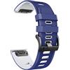 NotoCity 26mm Quickfit Cinturino Compatibile con Garmin Fenix 6X/ 6X pro Bracciale Ricambio, per Garmin Fenix 5X/ 5X Plus Silicone Cinturino, Blu-Bianco