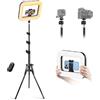 yAyusi iPhone Selfie Ring Light Treppiede,bastone per selfie estensibile da 185cm con luce,luce ad anello dimmerabile,include supporto per telefono e base,adatto per registrazioni video/streaming live