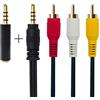 QiCheng&LYS Cavo Audio Video 3.5 mm a RCA AV, Spina Maschio Stereo AUX 3.5 Dritto a 3RCA per Camcorder, 2.5m