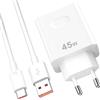 ACAGET 45W Caricabatterie per Super-Charge per HONOR X7e X8d 600 400 Lite Magic 6 Lite 90 200Lite X8a X8b,Cavo di ricarica USB C Adattatore di alimentazione per HONOR Magic 6 5 4 Lite Pro per HONOR 80 70Lite