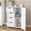 BAKAJI Mobile Bagno 4 Cassetti + Anta Mobiletto Cassettiera Legno MDF Bianco 55x81cm