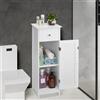 BAKAJI Mobile Bagno con Anta e Cassetto Mobiletto 2 Ripiani Legno MDF Bianco 32x30x87cm