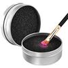 Luxspire Scatola Pulire Pennelli, Strumento Spugna Pulizia Pennello Scatolina Cleaner Make up Trucco Ombretti Cipria Blush Illuminante - Argento