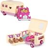 Li'L Woodzeez - Camper felice - Playset di figurine di animali - Auto e camper giocattolo - Playset per bambini - Mobili per la casa delle bambole - 3 anni +