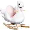DecHome Dondolo Cigno Peluche in Metallo e Legno Cavalcabile 18+ Mesi Bianco