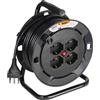 BTICINO Avvolgicavo Elettrico S2615, Prolunga Elettrica 15 Metri, 4 Prese Polivalenti Schuko Bipasso, Spina Grande 16A, Interruttore Termico, Maniglia Ergonomica, Ferma Cavo, Full Black