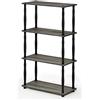 Furinno Turn-N-Tube Libreria a 4 Piani, Rovere Francese Grigio (French Oak Grey/Black), 109.86 x 29.46 x 59.94 cm