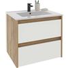 MUEBLES PITARCH Mobile da bagno 60 cm di larghezza, sospeso, 2 cassetti, rovere Kraft con frontali a cassetti bianchi, per lavabo incassato, stile moderno, modello Nilo