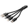 Digitus Cavo Digits DB-300160-002-S, USB A, Micro USB, USB C, Lightning, Maschio, 0,15 m