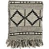 Bloomingville Coperta in Misto Cotone Nero e Beige con Frange Tiro, Taglia Unica
