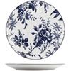 H&H Set 6 Piatti Frutta Catherine 19 cm - Porcellana Decorata Blu Stile Floreale Inglese, Piattini Dessert, Lavastoviglie e Microonde