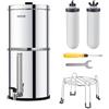 VEVOR Sistema di Filtraggio Acqua a Gravità Sistema da Banco in Acciaio Inox Sistema Filtraggio Acqua 7,8+8,5 L, Riduce Piombo e Cloro, con 2 Filtri al Carbone Ceramico e Rubinetto Camper Campeggio