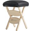 Master Massage Equipment Master Massage - Sgabello pieghevole da lavoro, in legno, per massaggio, trattamento di bellezza, colore nero