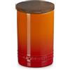 LE CREUSET BARATTOLO IN GRES VETRIFICATO CON COPERCHIO IN LEGNO ARANCIONE