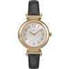 Timex Orologio da Donna Main Street 31 mm, Cinturino in Pelle Nera, Quadrante Argentato, Cassa Dorata, TW2W96400