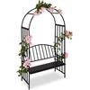 BAKAJI Panchina 2 posti con Arco da Giardino per Rose e Piante in Metallo 110x50x205 cm