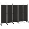 Outsunny Divisorio Decorativo da Interno a 5 Pannelli in Acciaio, con 12 Ruote e Clip di Connessione, Nero | Aosom Italy