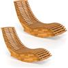 Outsunny Set di 2 Sedia Dondolo Esterno, Sdraio Pieghevole Ergonomica Legno Acacia, Naturale. | Aosom Italy