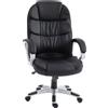 HOMCOM Sedia Ufficio Ergonomica Girevole in Pelle PU, Funzione Dondolo, Altezza Regolabile, Capacità 120kg, Nero | Aosom Italy