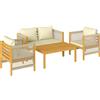 Outsunny Set giardino 4 pezzi in legno di acacia con cuscini, Beige | Aosom Italy