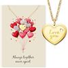 Engelsrufer Biglietto di auguri Love You con collana in acciaio inox dorato, set regalo romantico, biglietto di alta qualità con catena dorata per lei