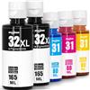 Spaceink Inchiostro per stampante 31 32XL compatibile con stampanti HP Smart Tank Plus 555, inchiostro 31 32 XL per Smart Tank 5105 5106 5107 7005 7006 7605 7305 7306 455 515 519 530 558 558 555 9 570 655 670