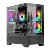 Nuwo Flow FK100 | Case PC Gaming Micro-ATX Mini Tower Nero | 3 Ventole ARGB 120mm Incluse | Doppio Vetro Temperato Panoramico | Airflow Mesh | USB 3.0