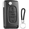 SLshiBo Custodia Chiave Auto di Ricambio, Custodia Telecomando a Lama con 3 Pulsanti per Peugeot 207 308 407 607 807 e Citroen C2 C3 C4 C5 C6 C8 DS3 DS4 (VA2/ CE0536)