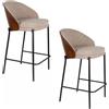 Dutch Bone DutchBone Set 2 Sedie Alte da Bar Rodin Bouclè Beige - Sgabelli Design Retrò per Cucina e Isola H 65 cm