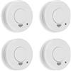 Smartwares Set di 4 rivelatori di fumo - Sensori ottici - Durata 10 anni - Batteria sostituibile 5 anni - Pulsante di test - 85 DB - FSM-11514