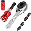 Geinxurn Set di 4 mini cacciaviti a cricchetto, cacciavite a percussione multi-bit con attacco quadrato da 1/4, porta punte magnetico, custodia in metallo push-pull per riparazioni e progetti fai da