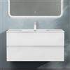 doporro Mobile Bagno Sospeso 100 cm con Lavabo Integrato - Design Moderno in Bianco Opaco con Cassetti a Chiusura Rallentata, Serie Aqualis