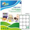 TICO Etichetta adesiva LP4W bianca 100fg A4 tonda Ø60mm (12et/fg) Laser Tico