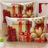 PETTI Artigiani Italiani - Coppia di Federe Cuscino 50x80 cm in Microfibra, Federe Natalizie, Cuscini Arredo di Natale Camera da Letto, Divano, Salotto, Set 2 Fodere Copricuscino, Federa Orsetto 02