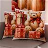 PETTI Artigiani Italiani - Coppia di Federe Cuscino 45x45 cm in Microfibra, Federe Natalizie, Cuscini Arredo di Natale Camera da Letto, Divano, Salotto, Set 2 Fodere Copricuscino, Federa Orsetto 02