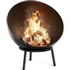 blumfeldt Fireball Braciere da 66 cm - Braciere in acciaio con design basculante 2 in 1, acciaio spesso 3 mm, base stabile, griglia per la cenere, attizzatoio & copertura antipioggia