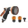 G.F. SRL, 8 JET EASY, Pistola per l'Irrigazione del giardino, piante e fiori, in Plastica, multigetto con 8 getti regolabili, in KIT completo di raccordi e presa rubinetto. Made in Italy
