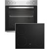Beko BBUC12020X - Set di fornelli da incasso, con 4 tipi di riscaldamento e piano cottura in vetroceramica, pulizia SteamShine, porta interna in vetro estraibile, nero/acciaio inossidabile