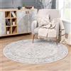 HUGEAR Vintage Tappeto Rotondo Grigio Tappeti 120cm Antiscivolo Lavabile in Lavatrice Tondo Tapette Salotto Camera da Letto Soggiorno Scendiletto Ufficio Pelo Corto Rotondi Carpet