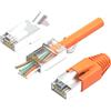 RedStar24 Connettori RJ45 Cat 7 Connettore Passante Plug Ethernet LAN Crimpare Spina di rete con protezione antistrappo gommino di inserimento per Cat 7 Cat6a Cat6 AWG23 a 8 poli 10 pezzi arancione