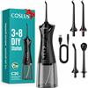 COSLUS Idropulsore COSLUS senza fili, pulitore dentale elettrico: 4 modalità, serbatoio da 300 ml, ricarica rapida, fino a 30 giorni di autonomia