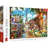 Trefl - Puzzle Mattina parigina - 1000 Elementi, strada di Parigi, ristoranti, torre Eiffel, colazione, puzzle fai da te, tempo libero creativo, regalo, divertimento, puzzle classici