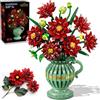 PLAXSOON Dahlie, giocattolo da costruzione con vaso, San Valentino, bouquet di fiori, collezione botanica, giocattolo da costruzione, 1482 pezzi, pianta gotica, set di bonsai, regalo per lei, adulti