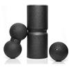 BODYMATE Kit per Allenamento Miofasciale Comprensivo di Foam Roller Care 35x14cm con Rientranza per Alleviamento della Pressione sulla Colonna Vertebrale, Palla 12cm e Duo-Ball 12x24cm Nero + E-Book