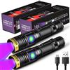 DARKBEAM Torcia UV Ricaricabile, Lampada di Wood Luce Nera, 395nm Ultravioletti Portatile Mini LED Torce con Clip, Rilevatori di macchie di urina per animali domestici, Resina a 400nm, 2 Pezzi