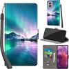 PHINIENLAND Cover per Motorola Moto G24 / E14 custodia portafoglio Aurora | 3 scomparti carte, 1 tasca banconote, Chiusura magnetica, Supporto, Pelle PU flip cover per Moto G04 / G04s