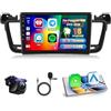 Roinvou 2+64G Schermo Radio per Peugeot 508 2011-2018 Wireless CarPlay Android Auto, Android Autoradio 9 Pollici Stereo Auto con Wi-Fi GPS Bluetooth EQ FM/RDS SWC Telecamera Posteriore