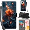 PHINIENLAND Cover per Honor 400 Pro Case PU Pelle Custodia [Kickstand] [Chiusura magnetica] [Slot per Schede], Portafoglio Flip Custodia per Honor 400 Pro,Fiamma