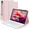 Occtingkind Cover con Tastiera per Lenovo Tab P12 12,7(2023) TB370FU, Italiano Layout, Senza Retroilluminazione e Senza Touchpad, Portapenna Integrato, Bluetooth 5.0, Rosa
