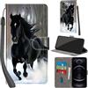 PHINIENLAND Cover per iPhone 13 / iPhone 14 custodia portafoglio Cavallo nero | 3 scomparti carte, 1 tasca banconote, Chiusura magnetica, Supporto, Pelle PU flip cover per iPhone 13 / 14